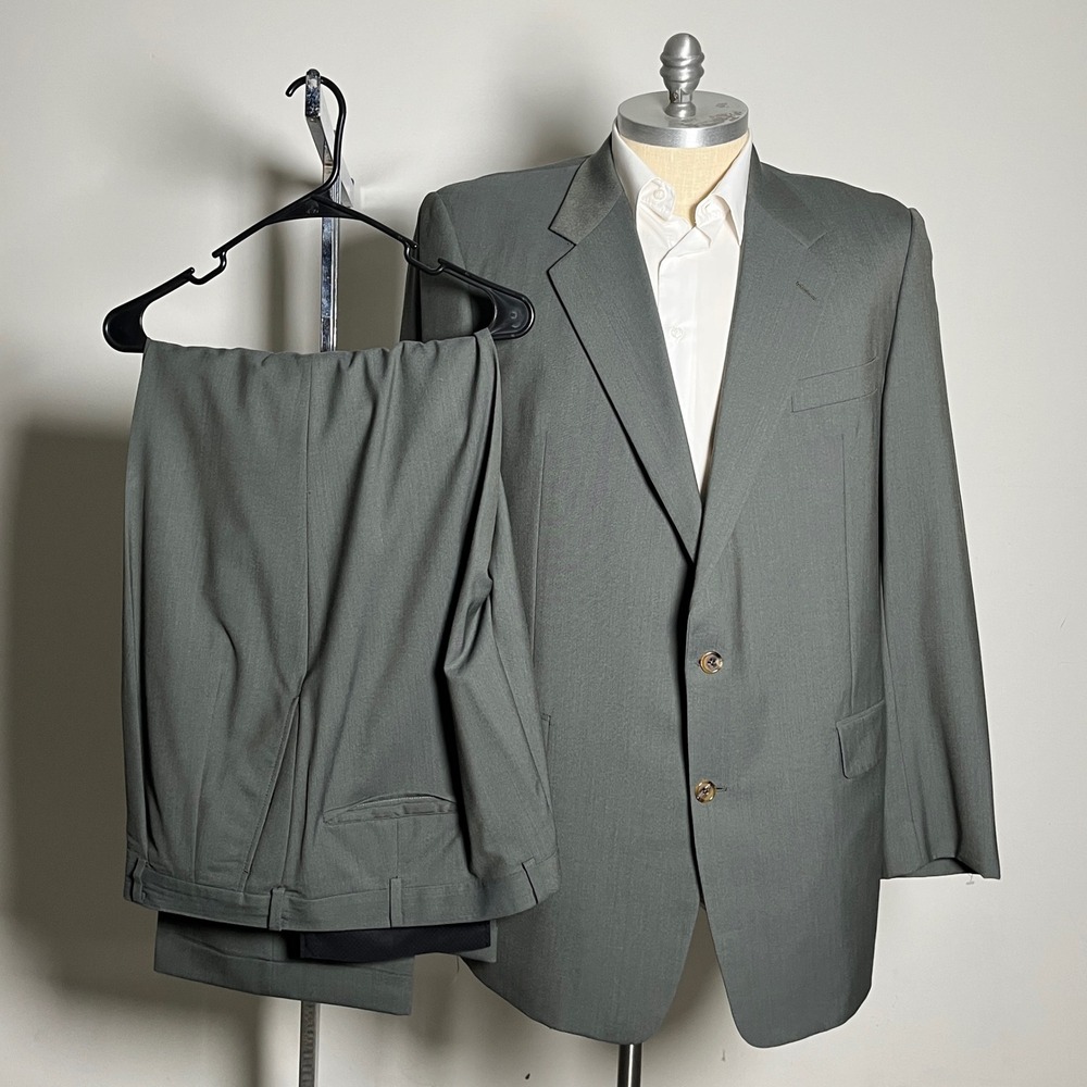 Hickey‎ Freeman Suit Mens 48XL 42x31.5 Grey Solid Wool Boardroom Neiman Marcus